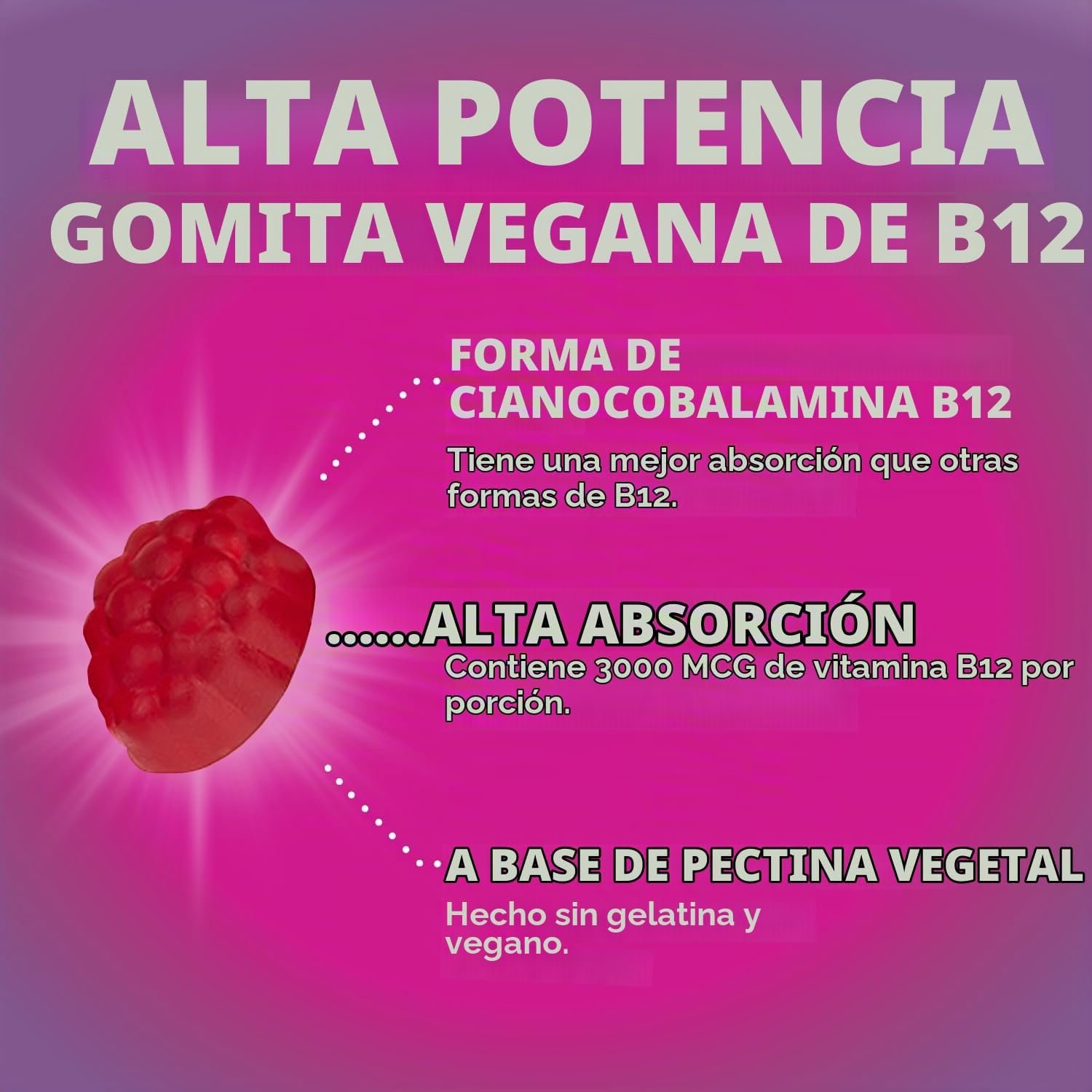 Nature's Nutrition B-12 Gummies | Vitamina B12 para Energía y Bienestar Diario - Image 2
