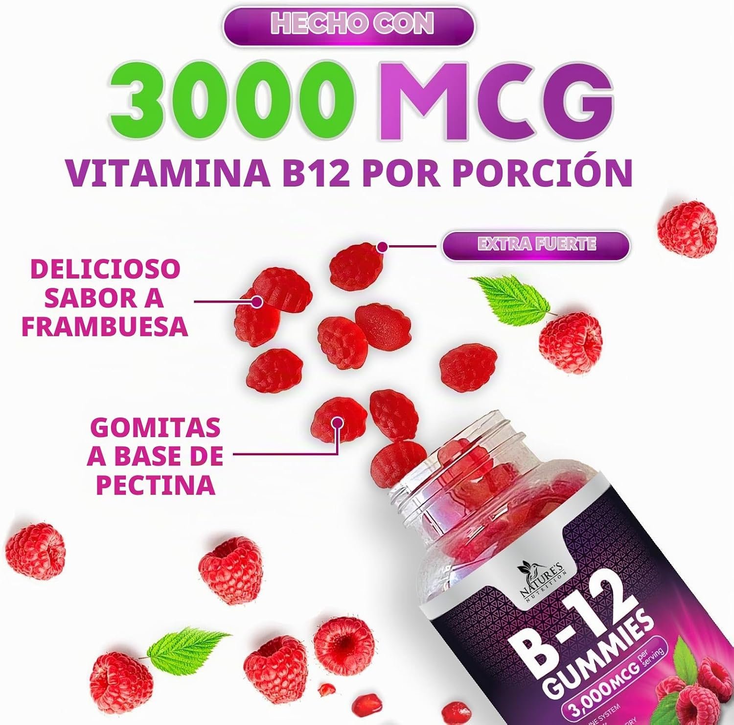 Nature's Nutrition B-12 Gummies | Vitamina B12 para Energía y Bienestar Diario - Image 4