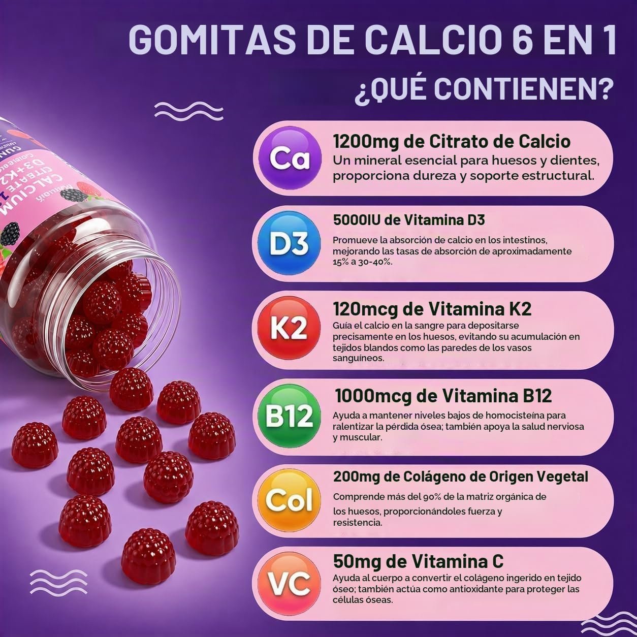 Aanuan Calcium Citrate 1200 mg Gummies | Citrato de Calcio para Huesos y Bienestar Diario - Image 4