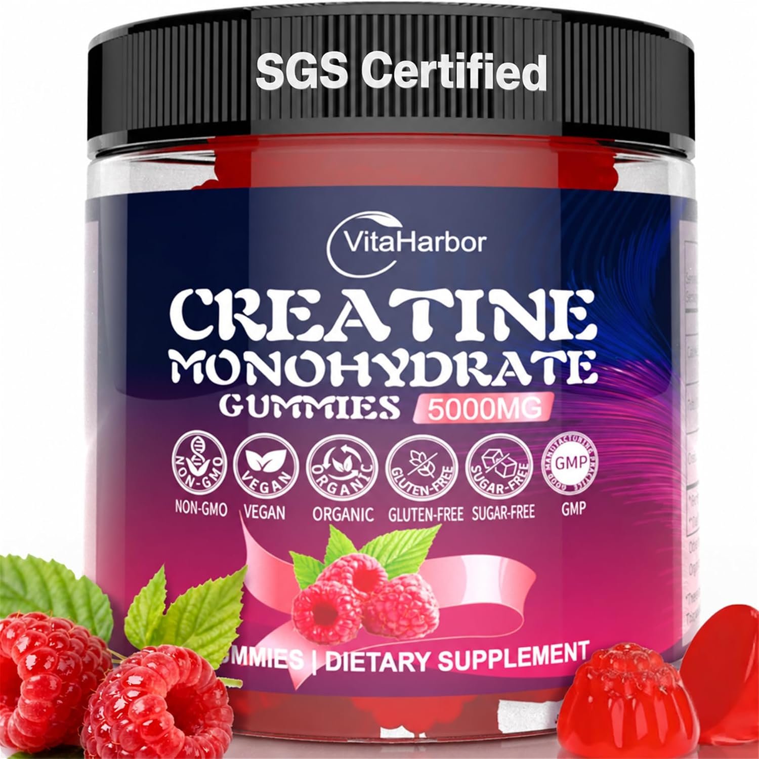Vitaharbor Creatine Monohydrate Gummies | Creatina en Gomitas para Fuerza, Energía y Rendimiento