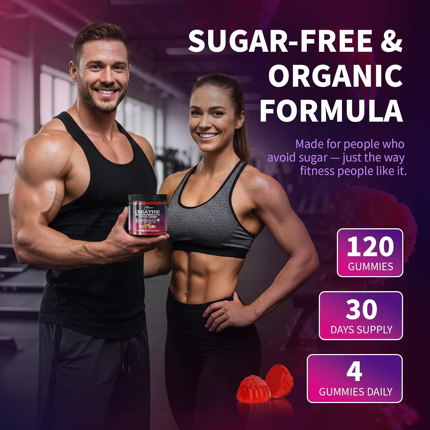 Vitaharbor Creatine Monohydrate Gummies | Creatina en Gomitas para Fuerza, Energía y Rendimiento - Image 3