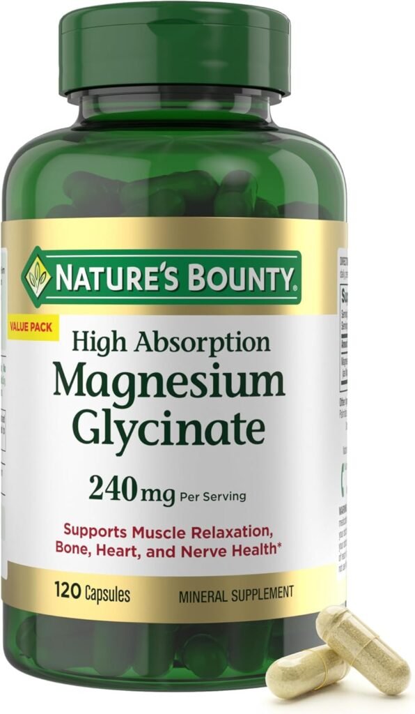 Nature's Bounty High Absorption Magnesium Glycinate Capsules | Magnesio de Alta Absorción para Bienestar Diario