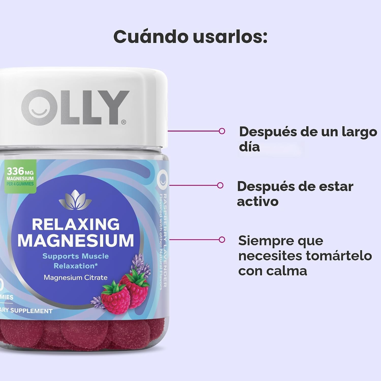 OLLY Relaxing Magnesium Gummies | Magnesio para Relajación y Bienestar Diario - Image 3