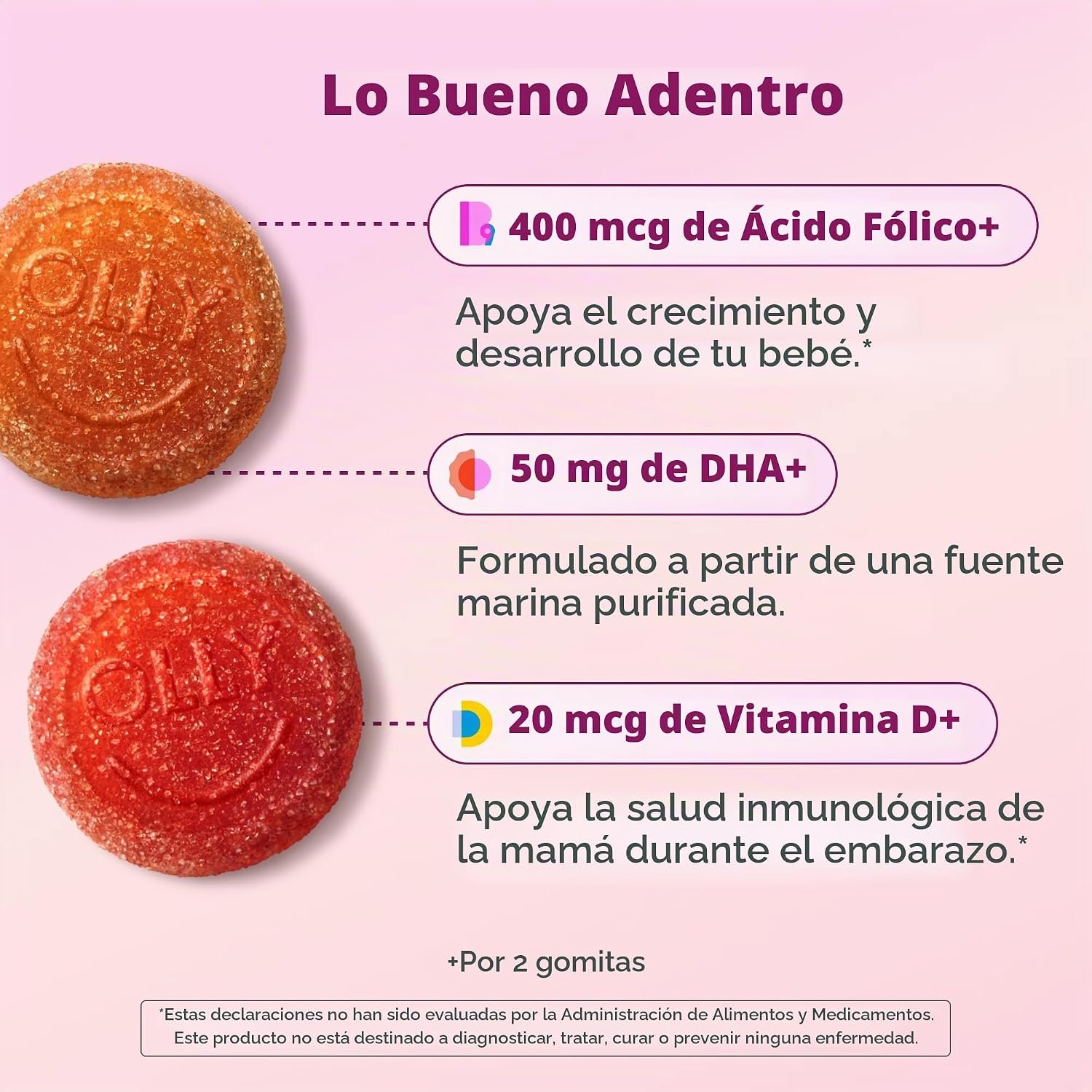 The Essential Prenatal Gummies Folic Acid + DHA | Vitaminas Prenatales con Ácido Fólico y DHA - Image 3