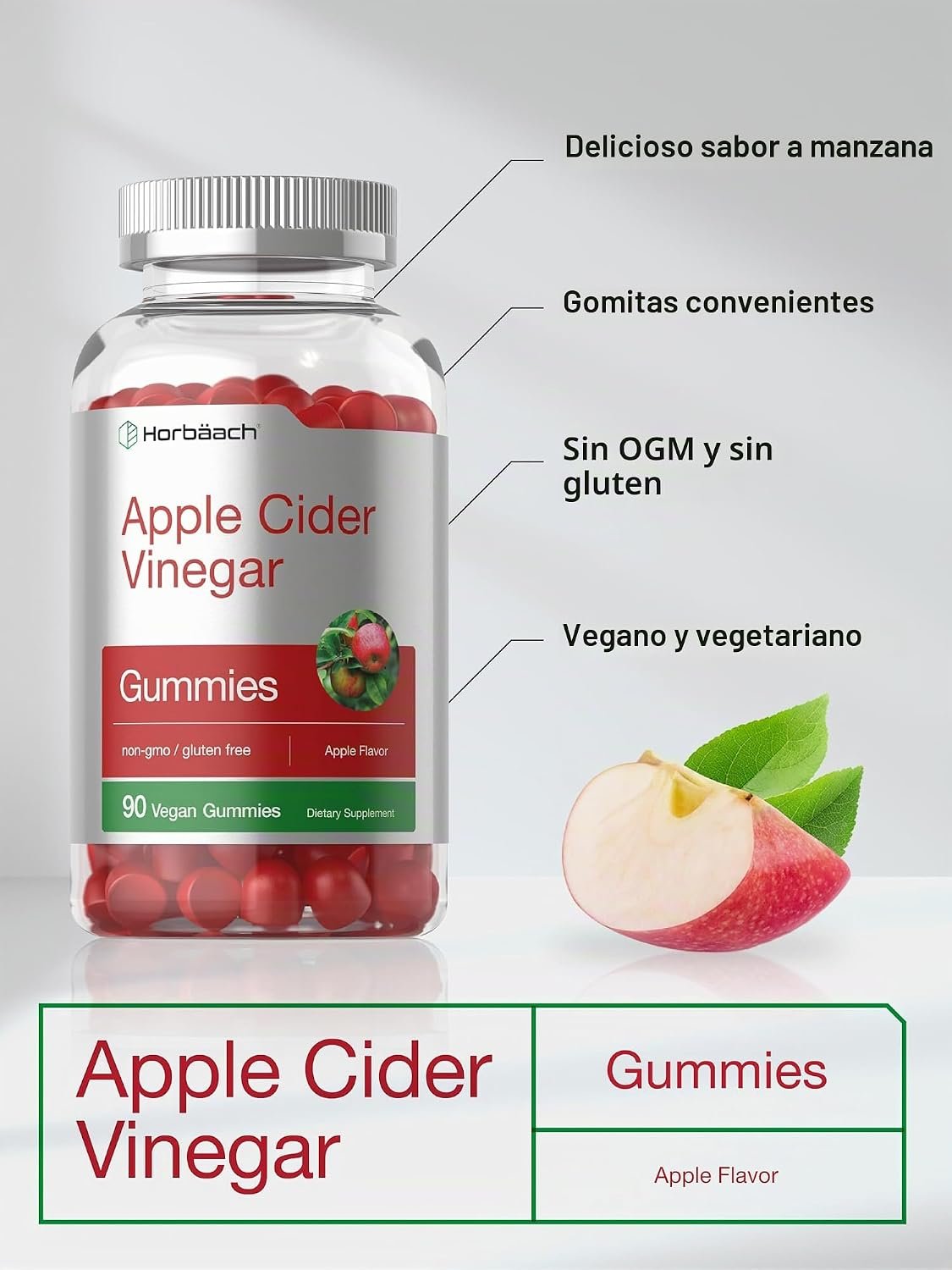 Horbaach Apple Cider Vinegar Vegan Gummies | Gomitas Veganas de Vinagre de Manzana para Bienestar Diario - Image 2